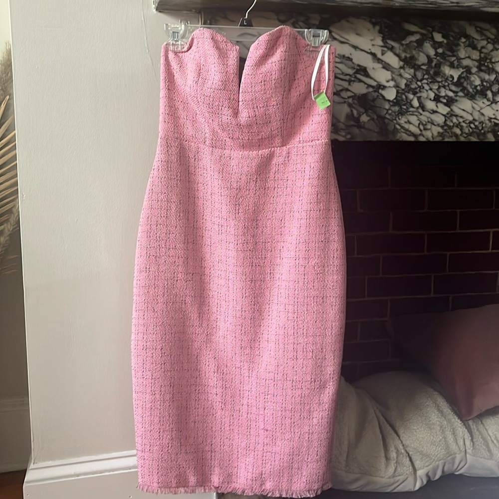 LPA size small pink tweed midi dress.